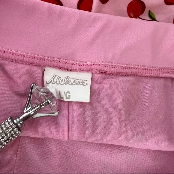 Melissa Pink and Red cherry Print mini booty Shorts tie up waist rare y2k swim - Picture 5 of 5
